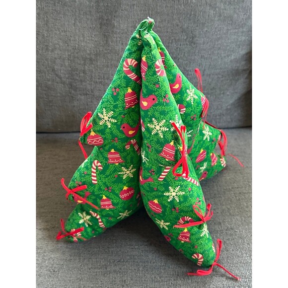 Vintage Handcrafted Handmade Plush 3D Stuffed Christmas Tree Table Top Decor - Picture 4 of 5